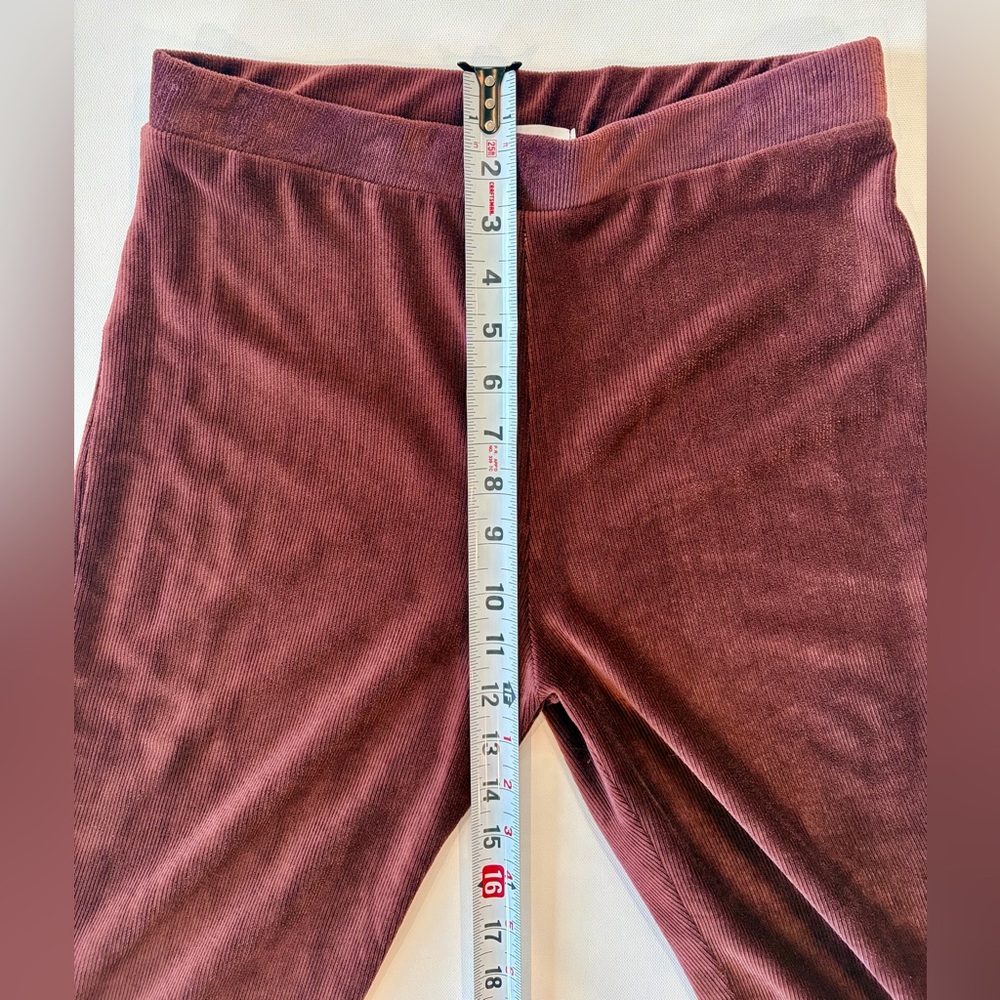RSQ Corduroy Burgundy Maroon Bell Bottom Flared Stretchy Pants Leggings Large - Picture 7 of 12
